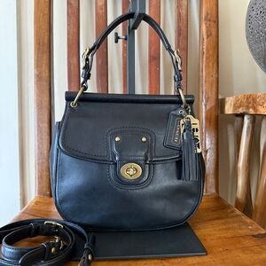 Coach Willis 70th Anniversary Black Leather Satchel Crossbody Bag 19132 Brass